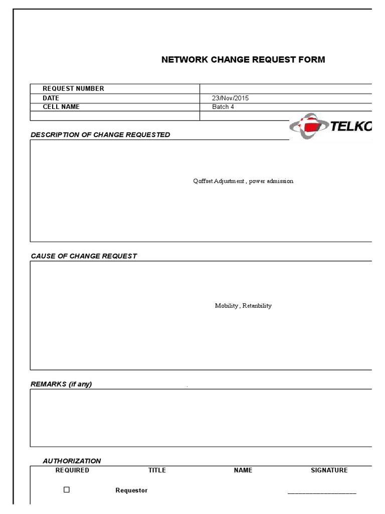 Network Change Request Form | PDF