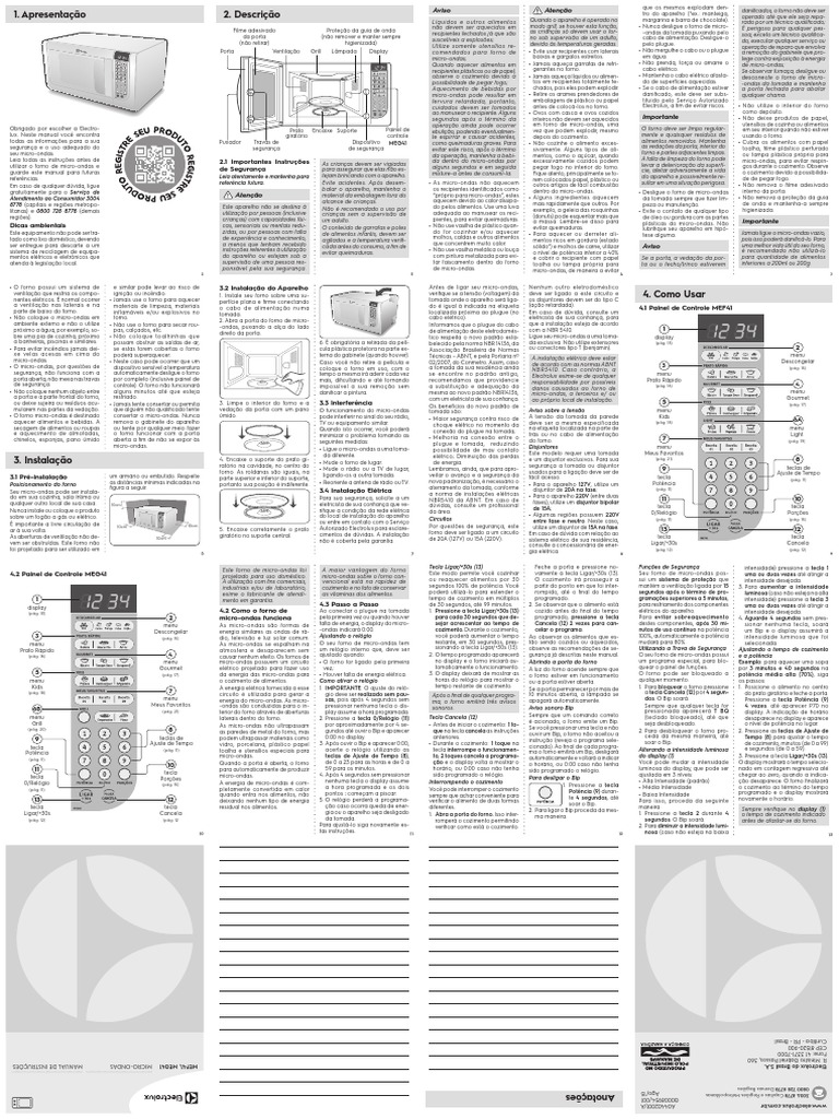 Manual Oficial microondas MEG41 Electrolux Forno Eletricista