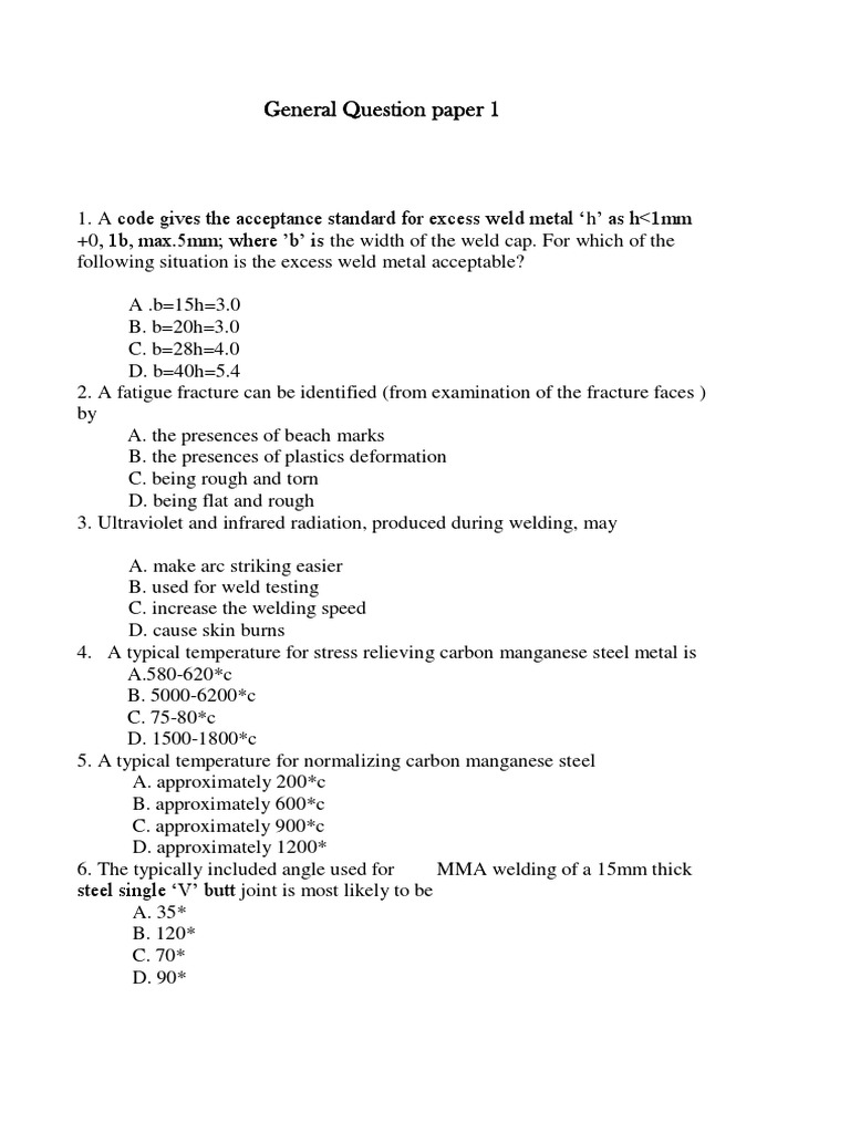 General Question Paper 1 | PDF | Welding | Construction