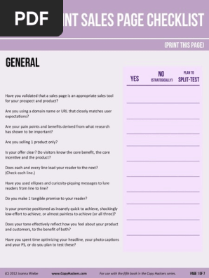 The Copy Hackers 87 Point Sales Page Checklist