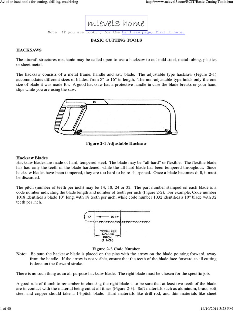 Aviation Hand Tools For Cutting, Drilling, Machining PDF Machining