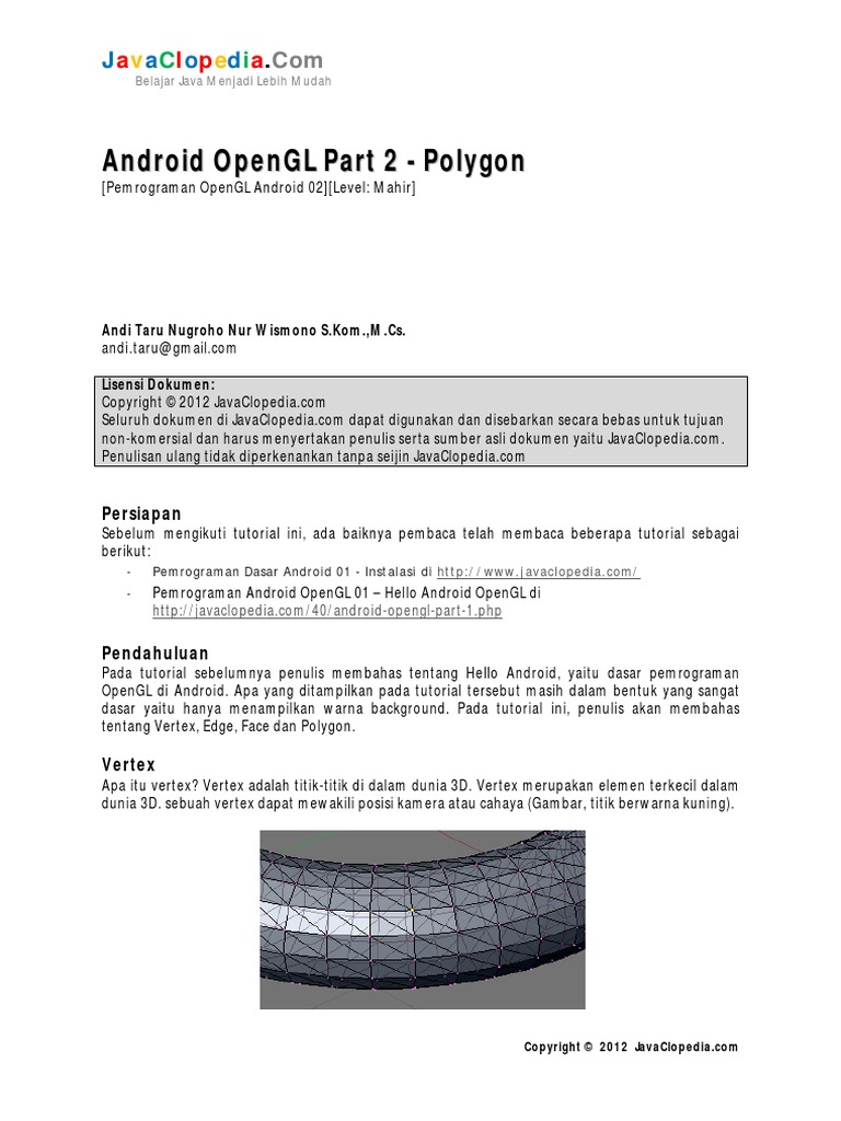 Pemrograman OpenGL Android 02 Polygon OpenGL
