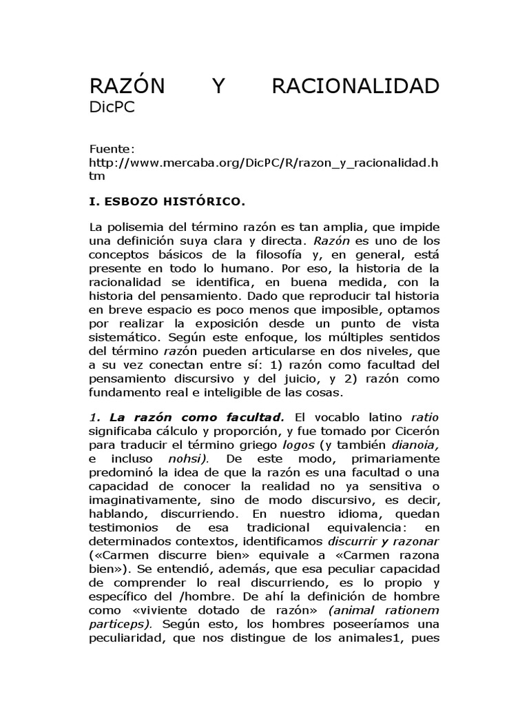 Razón y Racionalidad en Filosofía | PDF | Comprensión | Razón