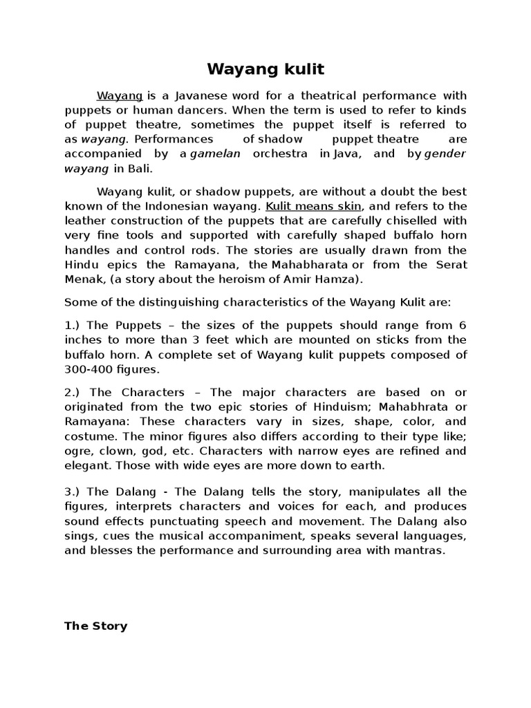 Wayang Kulit | PDF | Performing Arts | Entertainment (General)