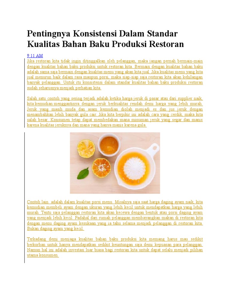 Pentingnya Kualitas Bahan Baku dalam Bisnis Makanan dan Minuman di Desa Cikoneng