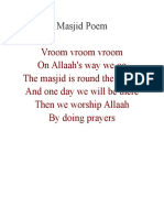 Vroom Vroom Vroom On Allaah's Way We Go The Masjid Is Round The Corner and One Day We Will Be There Then We Worship Allaah by Doing Prayers