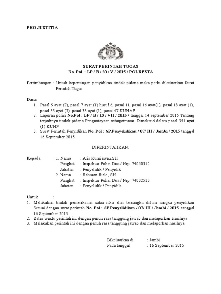 contoh Surat perintah tugas doc contoh Surat perintah tugas doc