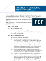 Standard T20 Inernational Playing Conditions