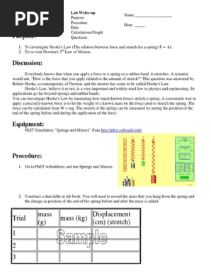 Hooke Law Lab Force Mass