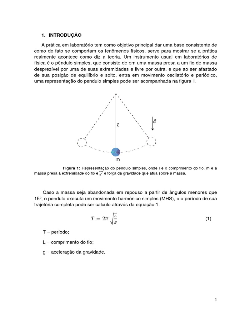 Em Um Pêndulo Um Fio De Massa Desprezível
