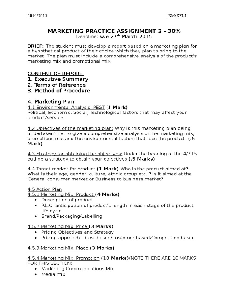 Marketing Plan Assignment Guidelines | PDF | Promotion (Marketing ...