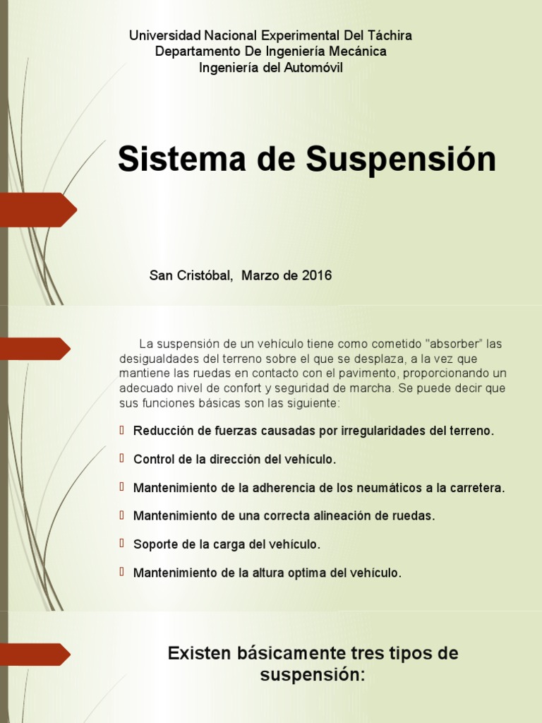 Sistema de Suspensión.pptx | Suspensión (Vehículo) | Direccion | Free