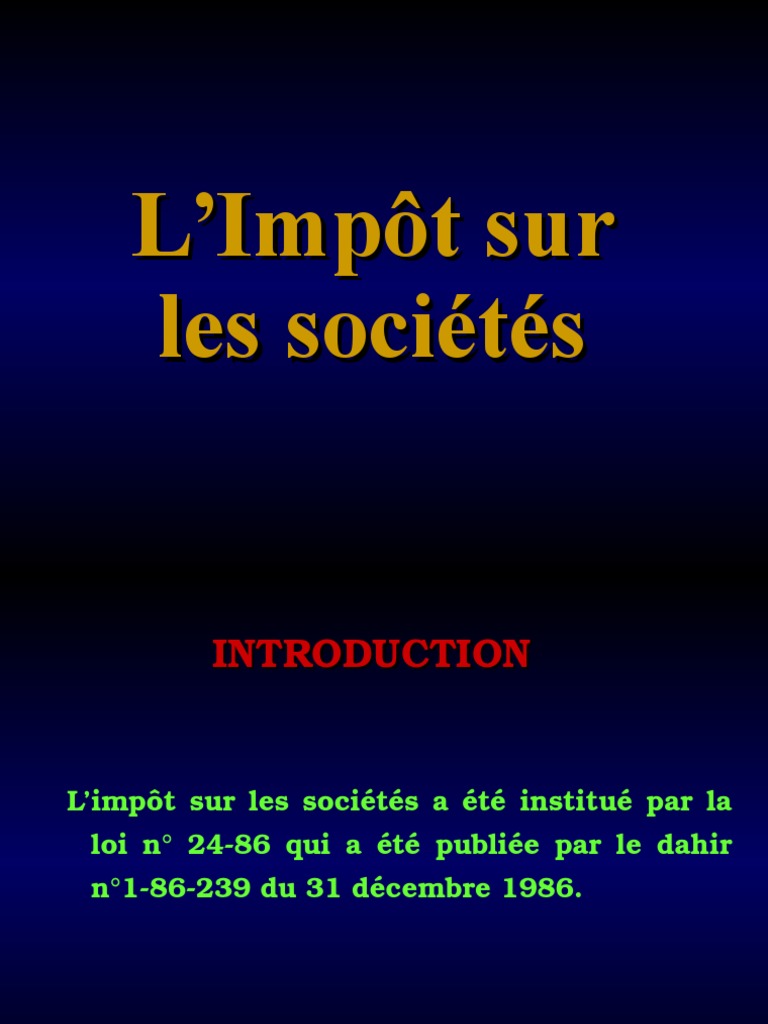 Impot Sur Les Societes | PDF | Dépréciation | Taxe d'entreprise