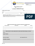 General Complaint Form: Office of Inspector General Date
