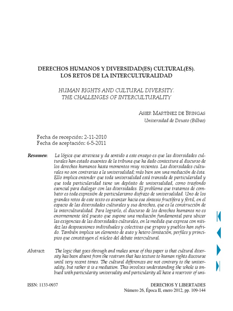 Derechos Humanos y Diversidad (Es) Cultural (Es) - Los Retos de La ...