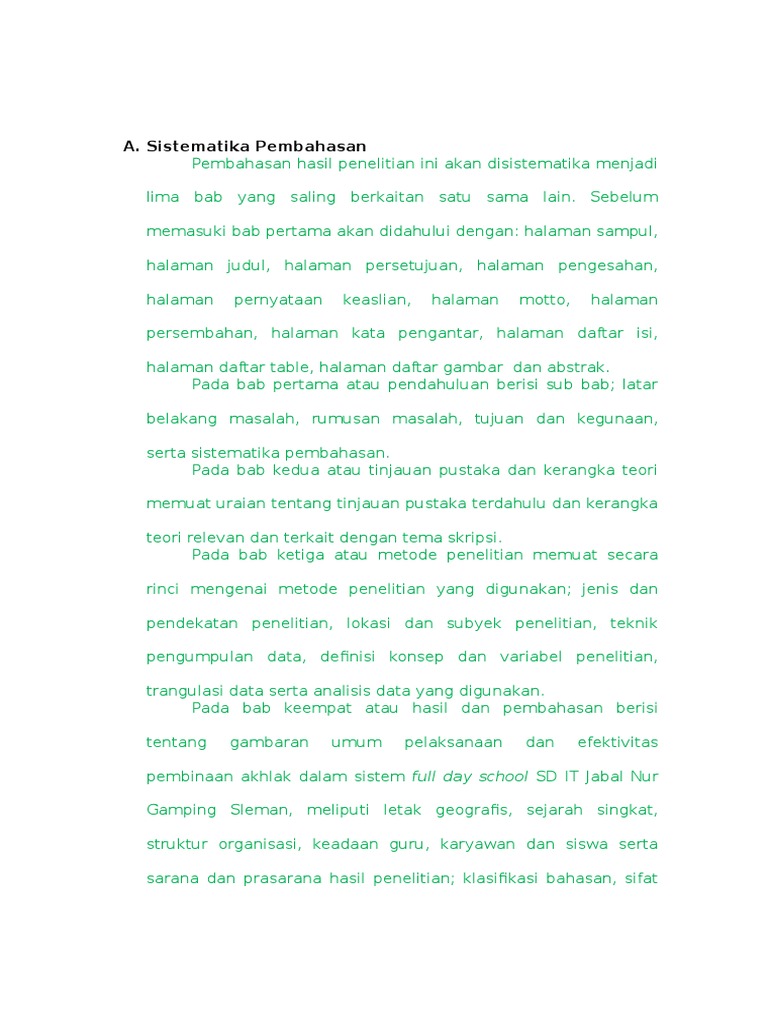 Contoh Sistematika Pembahasan
