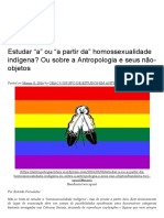 Estudar “a” Ou “a Partir Da” Homossexualidade Indígena_ Ou Sobre a Antropologia e Seus Não-objetos