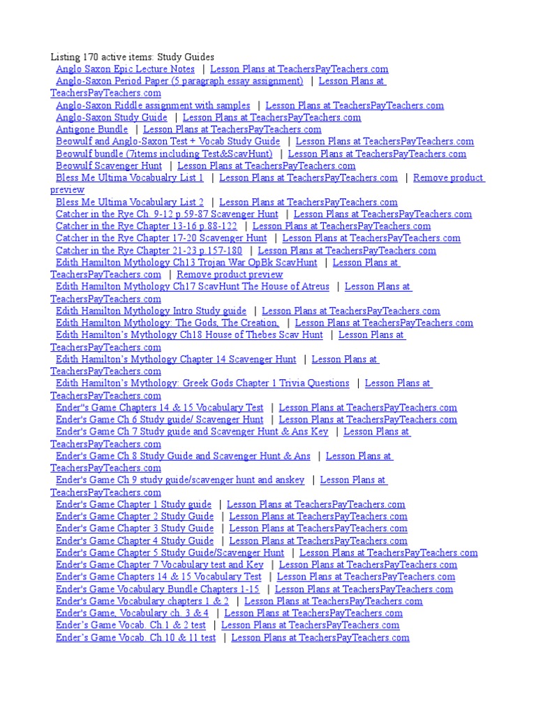 TPT Listing 170 High School Study Guide Lesson Plans | PDF
