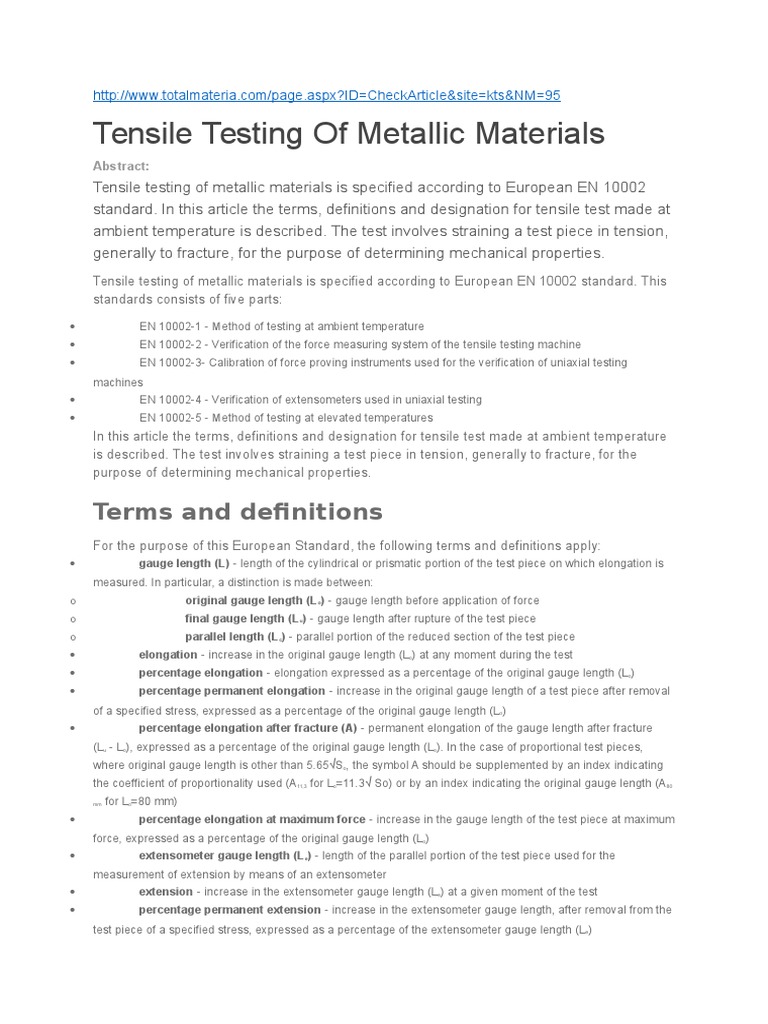 2015.12.08 Material Models EN10002 | PDF | Strength Of Materials ...