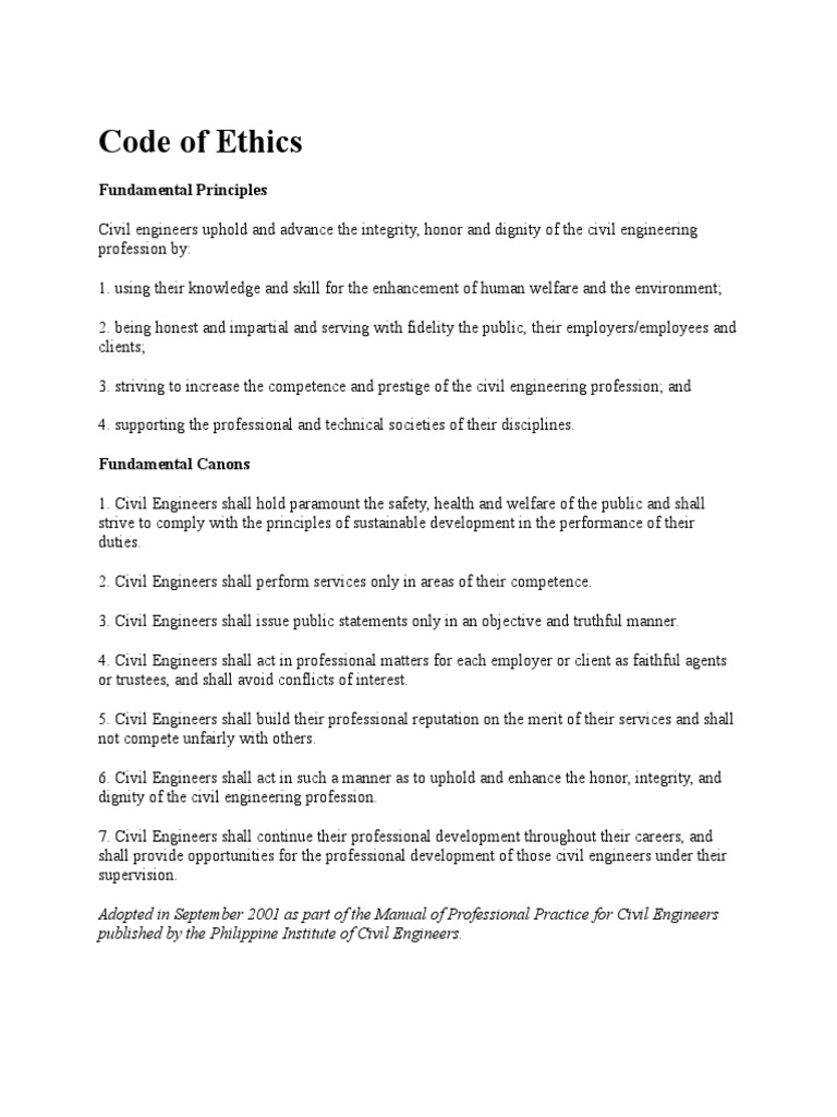 Civil Engineering Code of Ethics Principles | PDF | Art