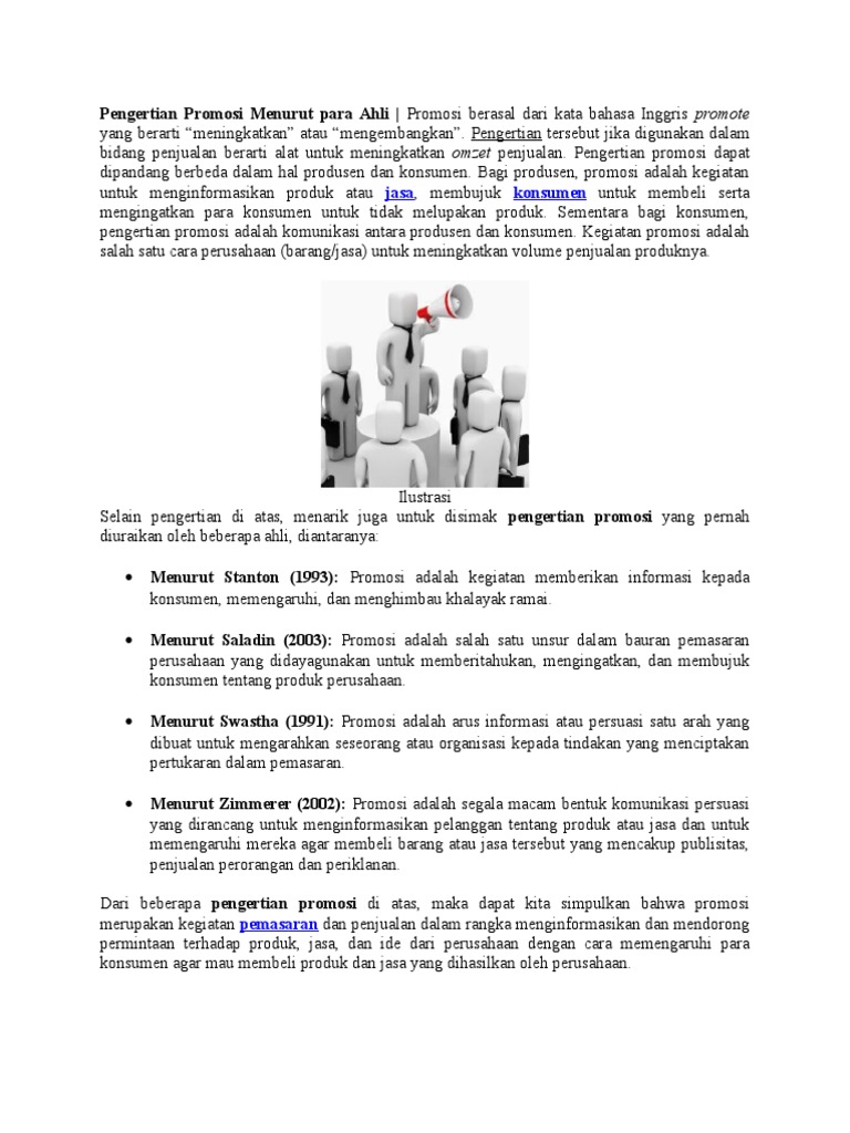 Pengertian Promosi Menurut Para Ahli Pdf