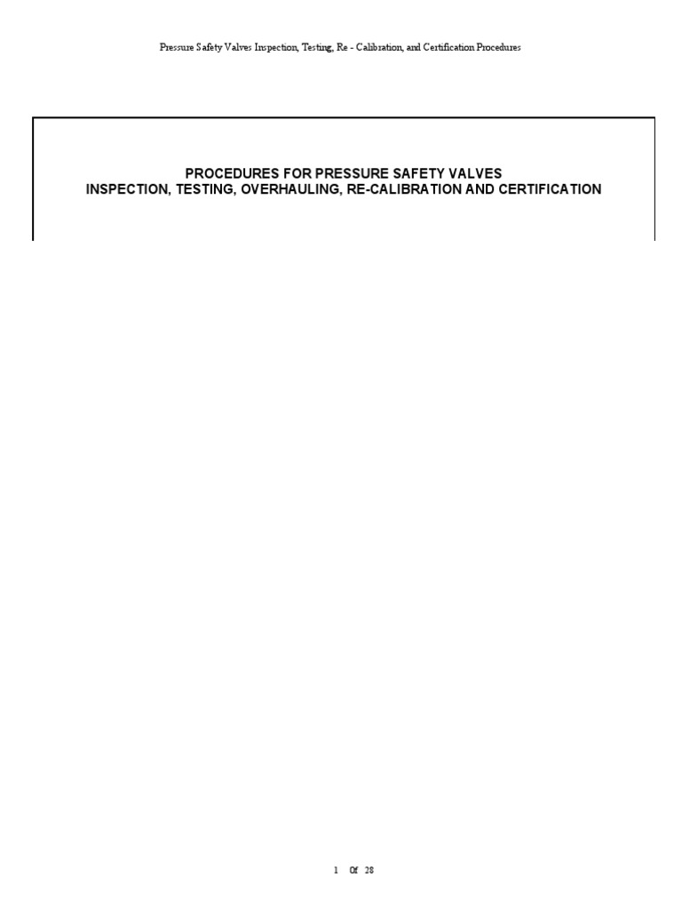 PSV Testing and Calibration Procedures | PDF | Valve | Leak