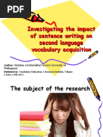 Investigating The Impact of Sentence Writing On Second Language Vocabulary Acquisition