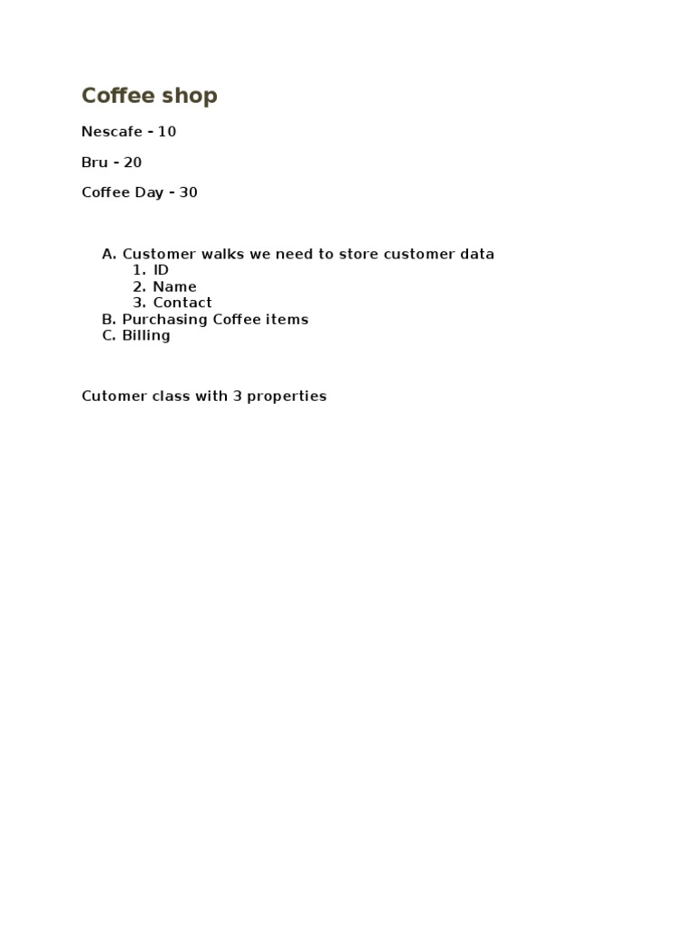 Coffee Shop Customer Management System | PDF