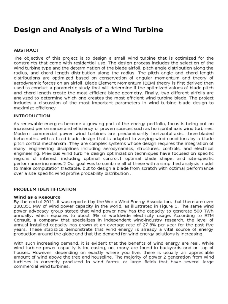 Optimizing Small Wind Turbine Design | PDF | Wind Power | Airfoil