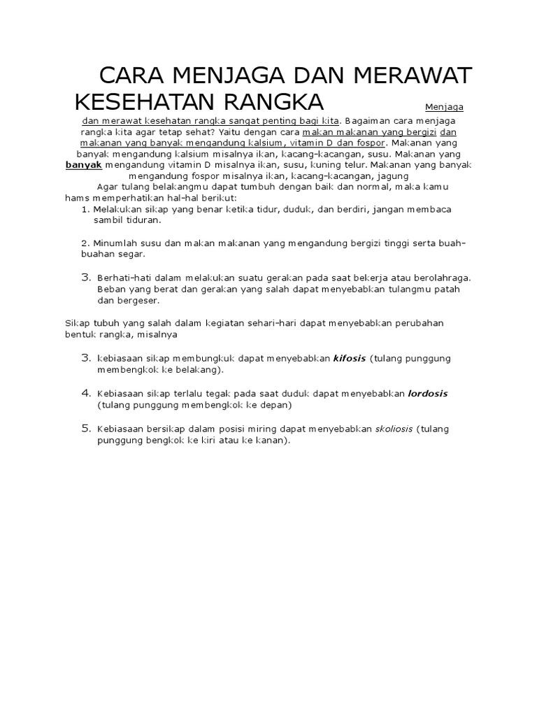 Cara Menjaga Dan Merawat Kesehatan Rangka | Pdf