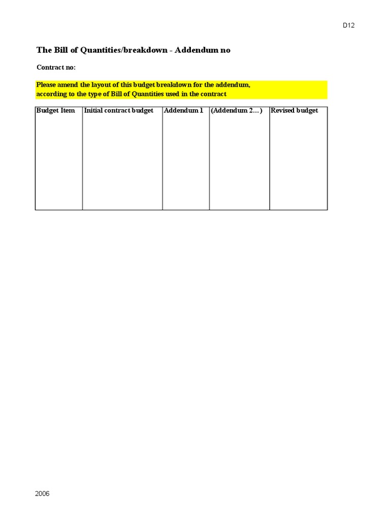 The Bill of Quantities/breakdown - Addendum No | PDF | Business ...