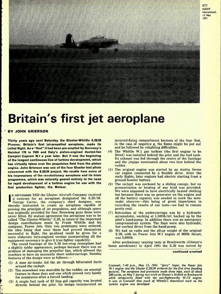 Britain's First Jet Plane Takes Flight | PDF | Aviation | Aircraft