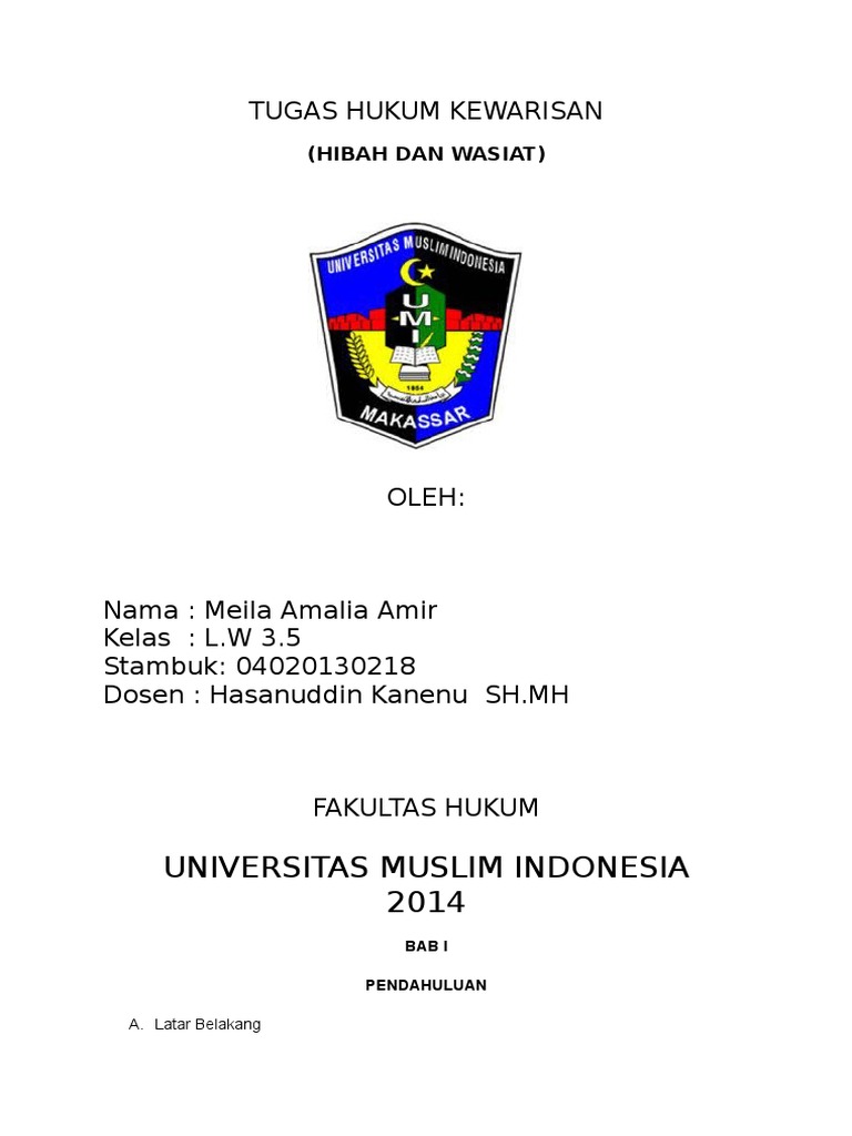 Hibah Dan Wasiat (Hukum Waris)