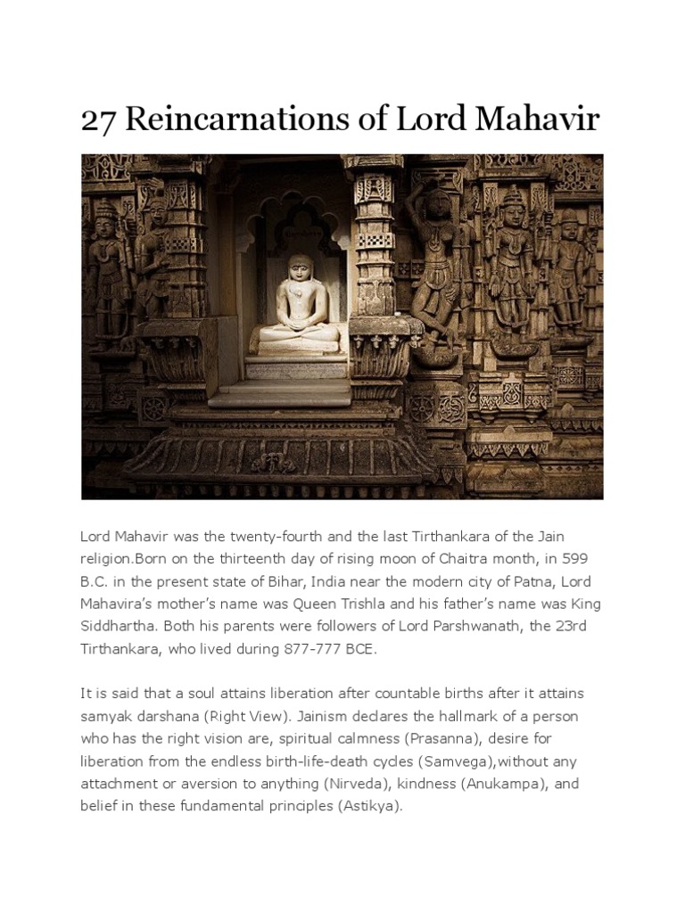 27 Reincarnations of Lord Mahavir | PDF | Indian Religions | Nontheism