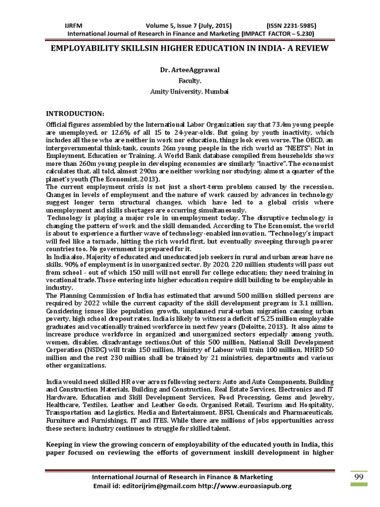 Employability Skills in Indian Higher Education | PDF | Vocational ...