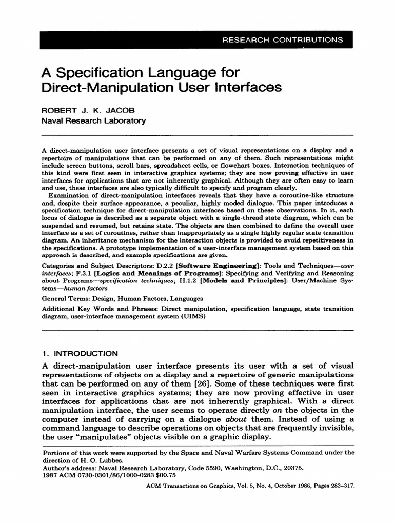 A Specification Language For Direct-Manipulation User Interfaces | PDF ...