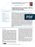 HPMC/CMC Based Fast Dissolvable Oral Films of An Anxiolytic: Drug Release and Texture Analysis