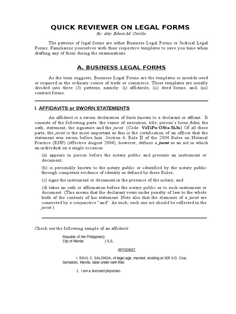 Legal Forms Reviewer PDF Pleading Lawsuit