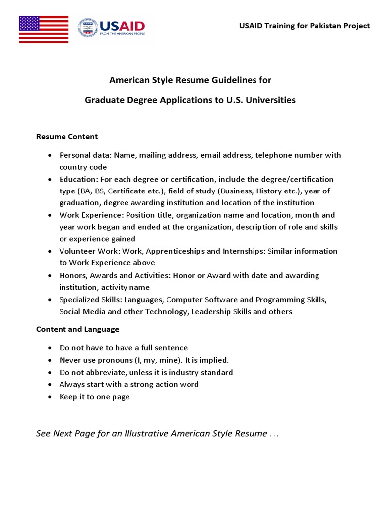 American Style Resume Guidelines Résumé Bachelor Of Arts