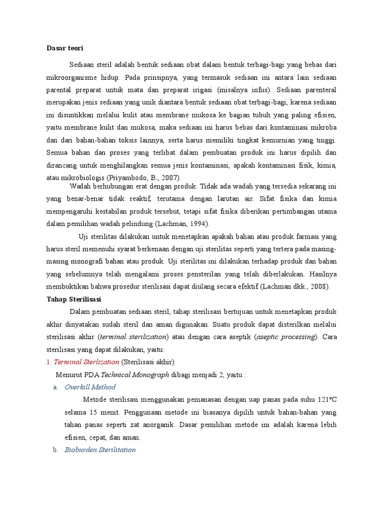 Dasar Teori Sterilisasi Dasar Teori Sterilisasi