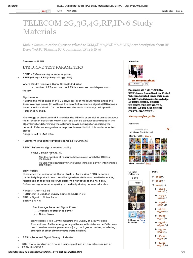 Telecom 2g, 3g, 4g, RF, Ipv6 Study Materials - Lte Drive Test ...