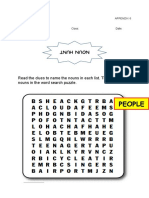People: Read The Clues To Name The Nouns in Each List. Then Find The Nouns in The Word Search Puzzle