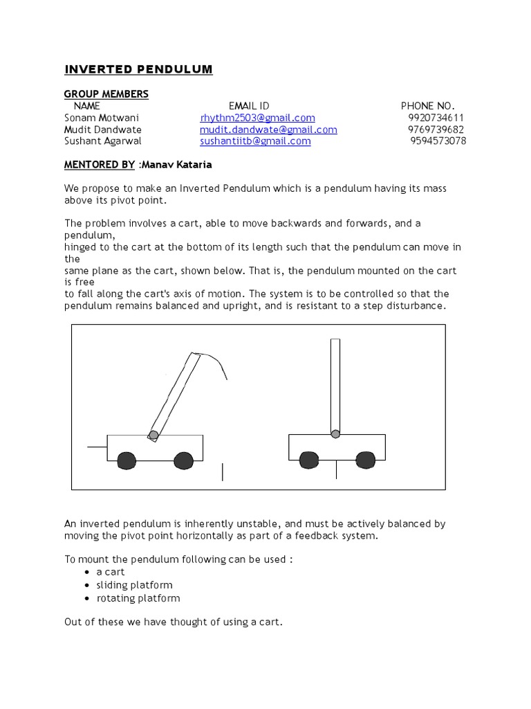 Inverted Pendulum Control System Project | PDF