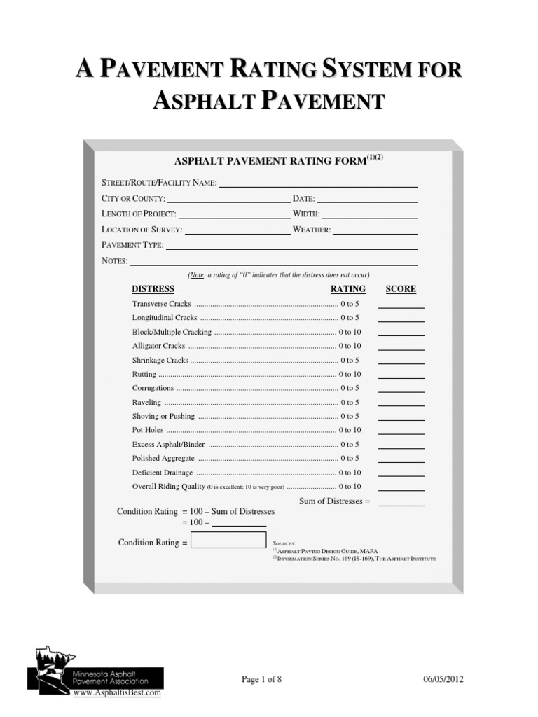 Asphalt Pavement Condition Rating Guide | PDF | Road Surface | Asphalt