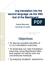 Teaching Translation Into The Second Language Via The Wiki Tool of The Blackboard