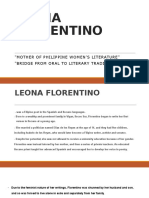 Leona Florentino: "Mother of Philippine Women'S Literature" "Bridge From Oral To Literary Tradition"
