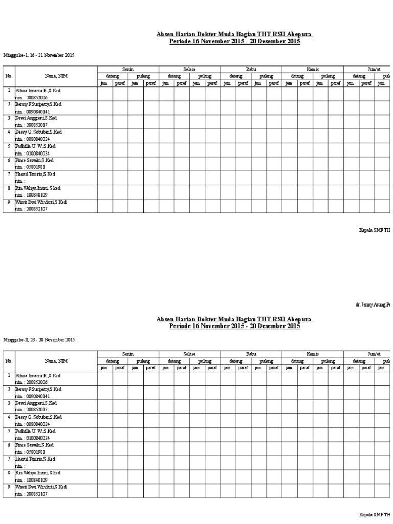 Absen THT | PDF | Self-Improvement | Wellness