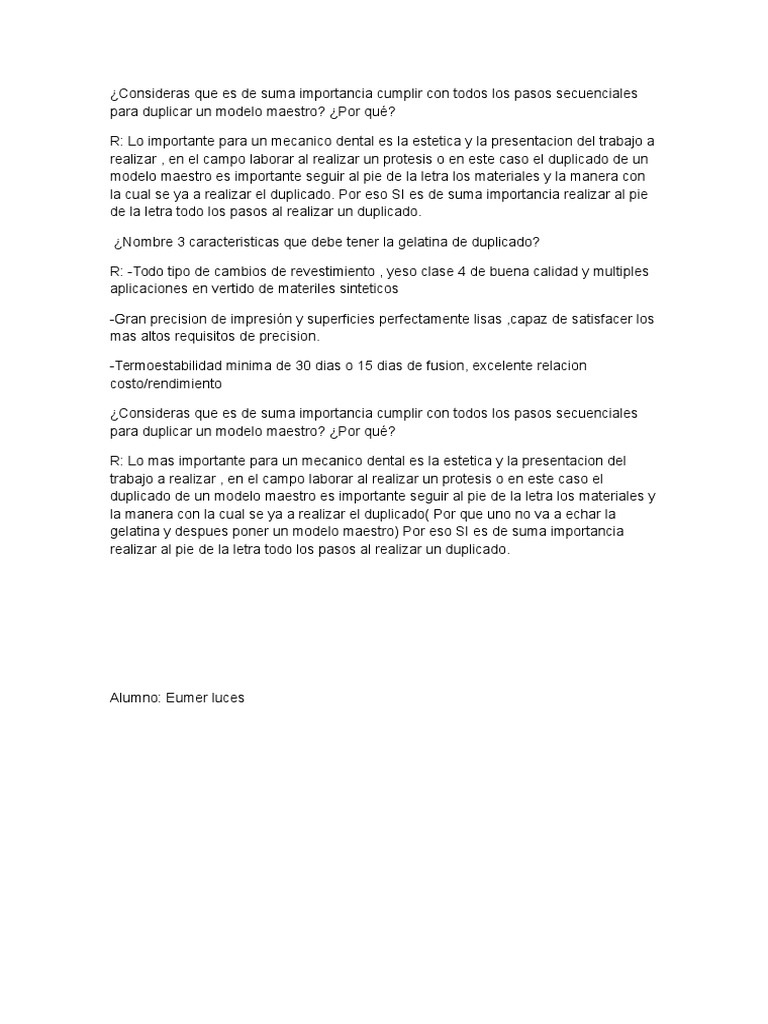 Duplicado de Modelos Dentales para Una DPR | PDF
