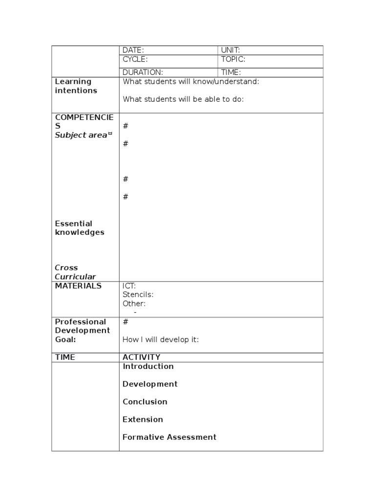 Lesson Template | PDF | Art | Self-Improvement
