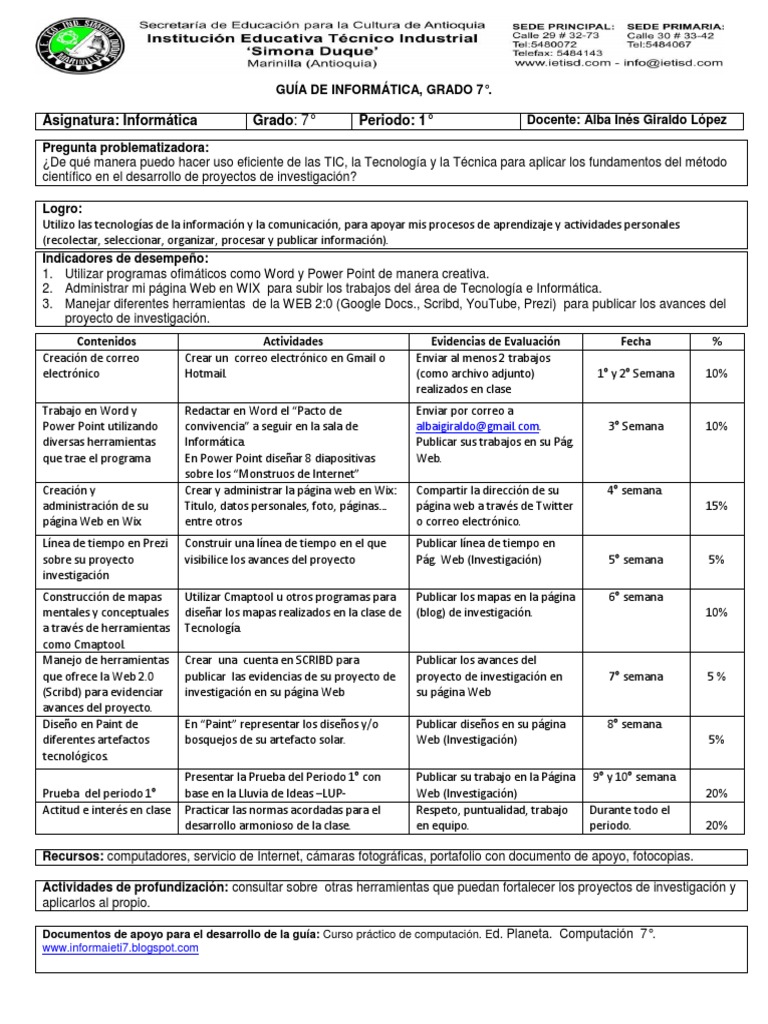 Guía de Informática para Grado 7 | PDF | Red mundial | Internet y web